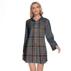 MacTavish Dress Tartan Women's Lapel Shirt Dress With Long Sleeve