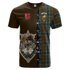 MacTavish Hunting Tartan T-shirt - Lion Rampant And Celtic Thistle Style