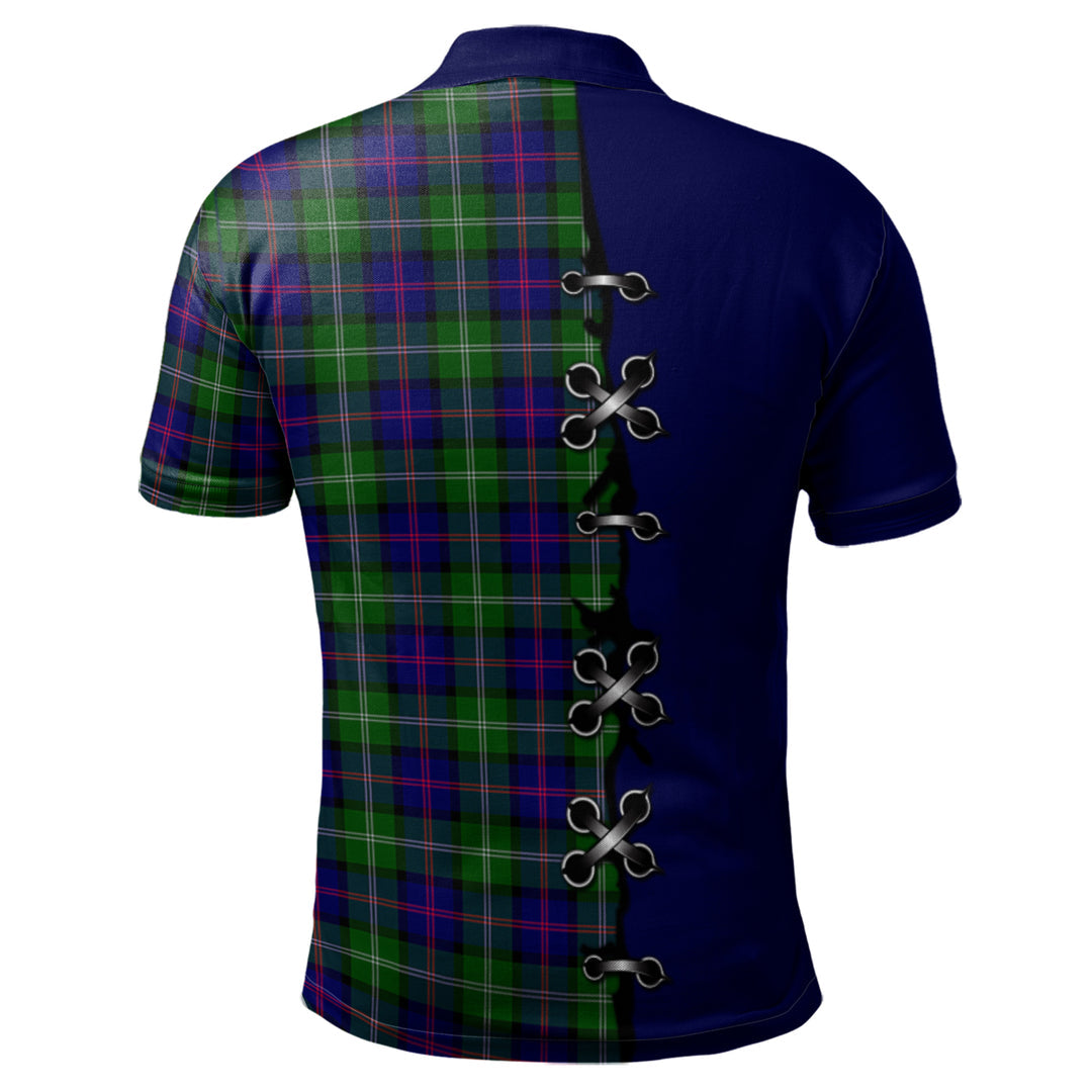 MacThomas Modern Tartan Polo Shirt - Lion Rampant And Celtic Thistle Style