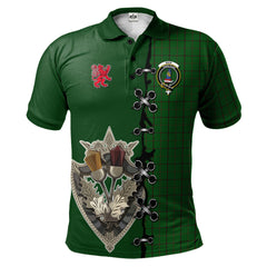 Mar Tribe Tartan Polo Shirt - Lion Rampant And Celtic Thistle Style