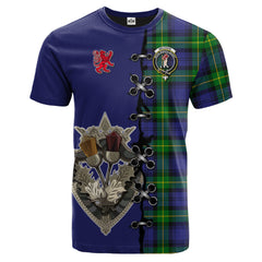 Meldrum Tartan T-shirt - Lion Rampant And Celtic Thistle Style