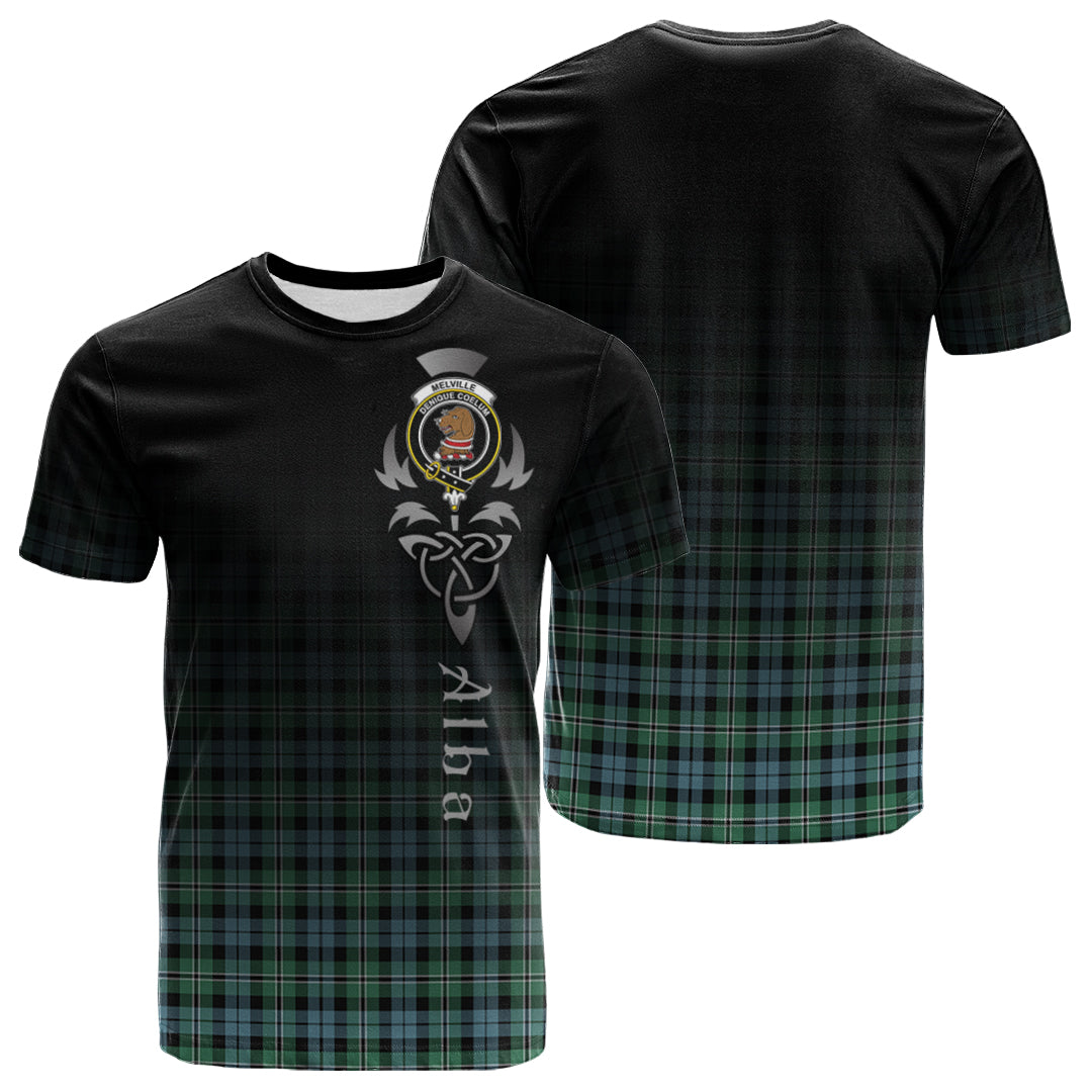 Melville Ancient Tartan Crest T-shirt - Alba Celtic Style