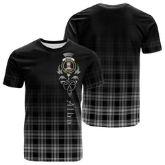 Menzies Black And White Tartan Crest T-shirt - Alba Celtic Style