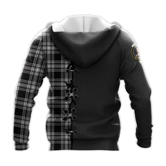 Menzies Black and White Tartan Hoodie - Lion Rampant And Celtic Thistle Style