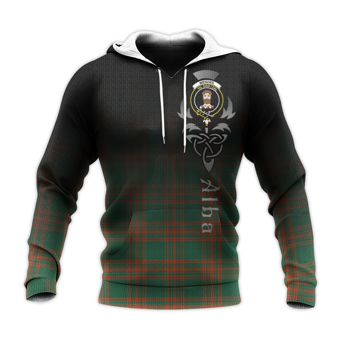 Menzies Green Ancient Tartan Hoodie - Alba Celtic Style