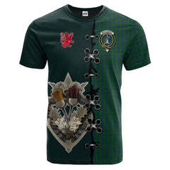 Montgomery Tartan T-shirt - Lion Rampant And Celtic Thistle Style