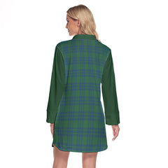 Montgomery Ancient Tartan Women's Lapel Shirt Dress With Long Sleeve