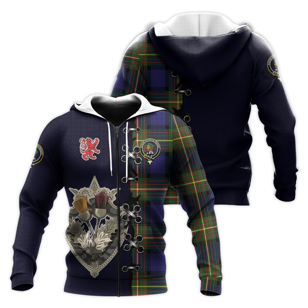 Moore Tartan Hoodie - Lion Rampant And Celtic Thistle Style