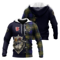 Moore Tartan Hoodie - Lion Rampant And Celtic Thistle Style