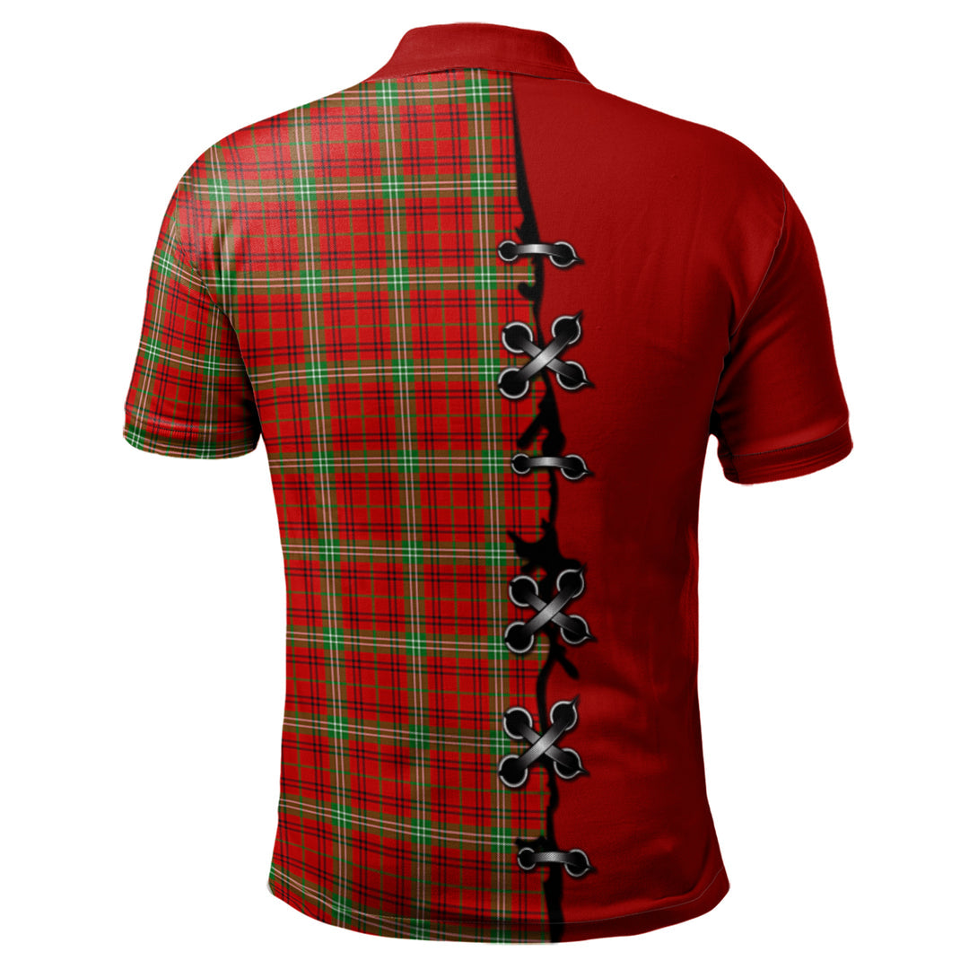 Morrison Red Modern Tartan Polo Shirt - Lion Rampant And Celtic Thistle Style