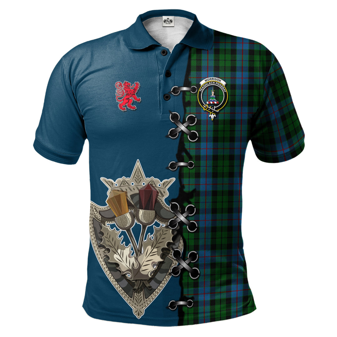 Morrison Society Tartan Polo Shirt - Lion Rampant And Celtic Thistle Style