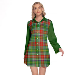 Muirhead Tartan Women's Lapel Shirt Dress With Long Sleeve