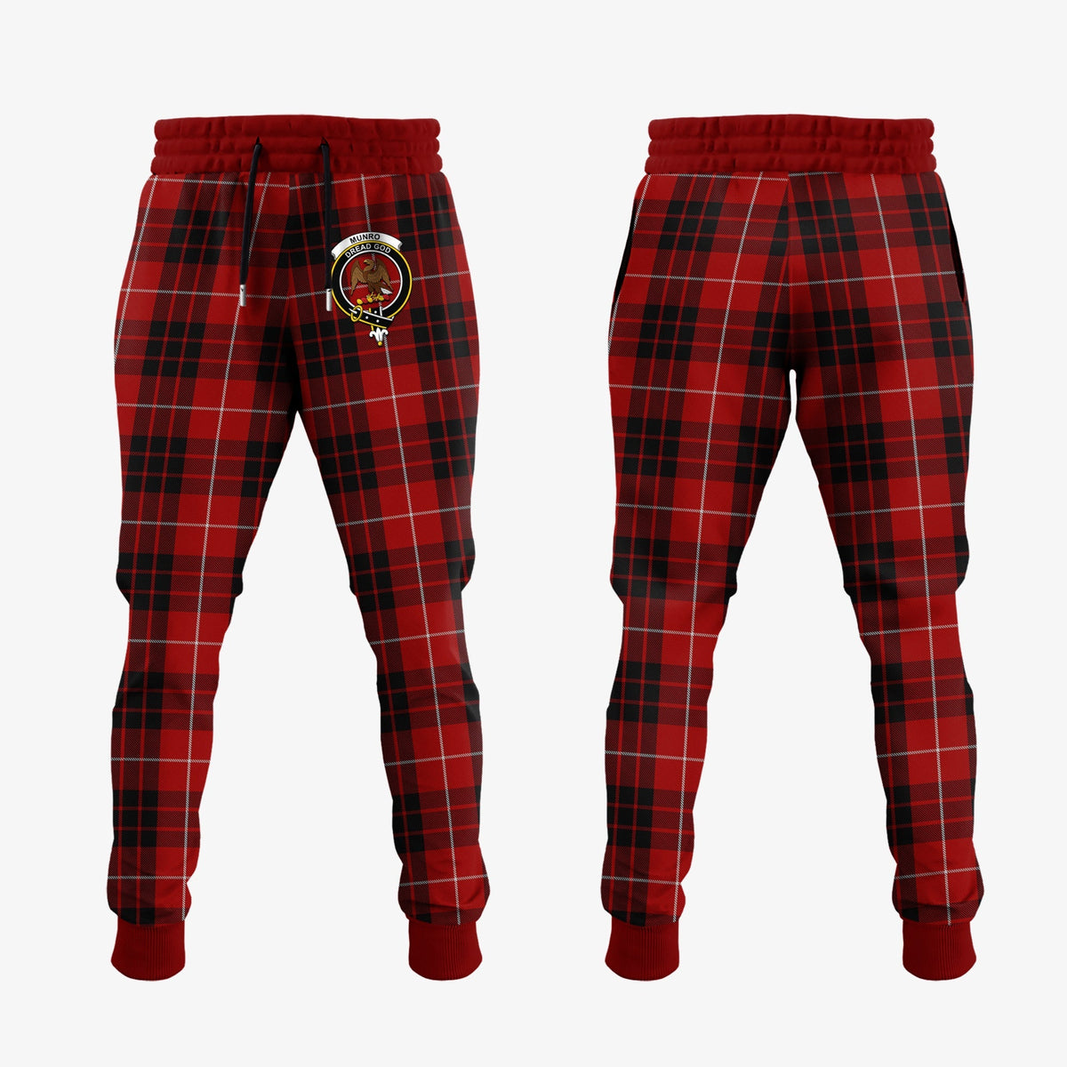 Munro Black And Red Tartan Crest Jogger Sweatpants