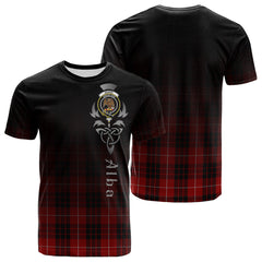 Munro Black And Red Tartan Crest T-shirt - Alba Celtic Style