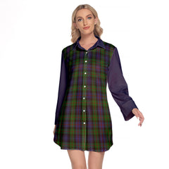 Murray Of Atholl Tartan Women's Lapel Shirt Dress With Long Sleeve