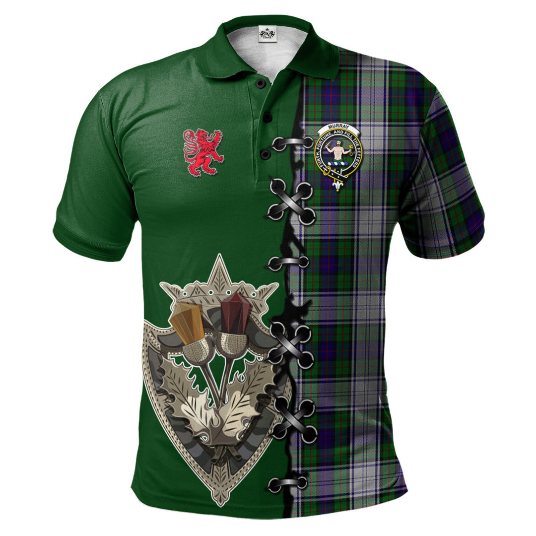 Murray of Atholl Dress Tartan Polo Shirt - Lion Rampant And Celtic Thistle Style