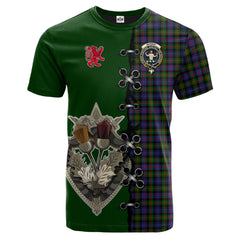 Murray of Atholl Modern Tartan T-shirt - Lion Rampant And Celtic Thistle Style