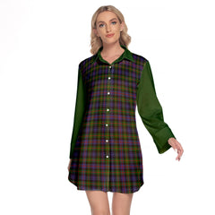 Murray Of Atholl Modern Tartan Women's Lapel Shirt Dress With Long Sleeve