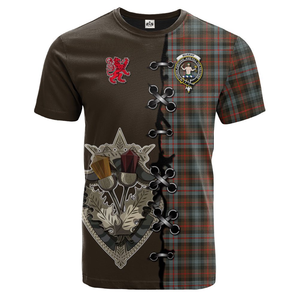 Murray of Atholl Weathered Tartan T-shirt - Lion Rampant And Celtic Thistle Style