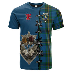 Murray of Elibank Tartan T-shirt - Lion Rampant And Celtic Thistle Style