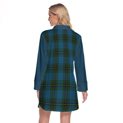 Murray Of Elibank Tartan Women's Lapel Shirt Dress With Long Sleeve