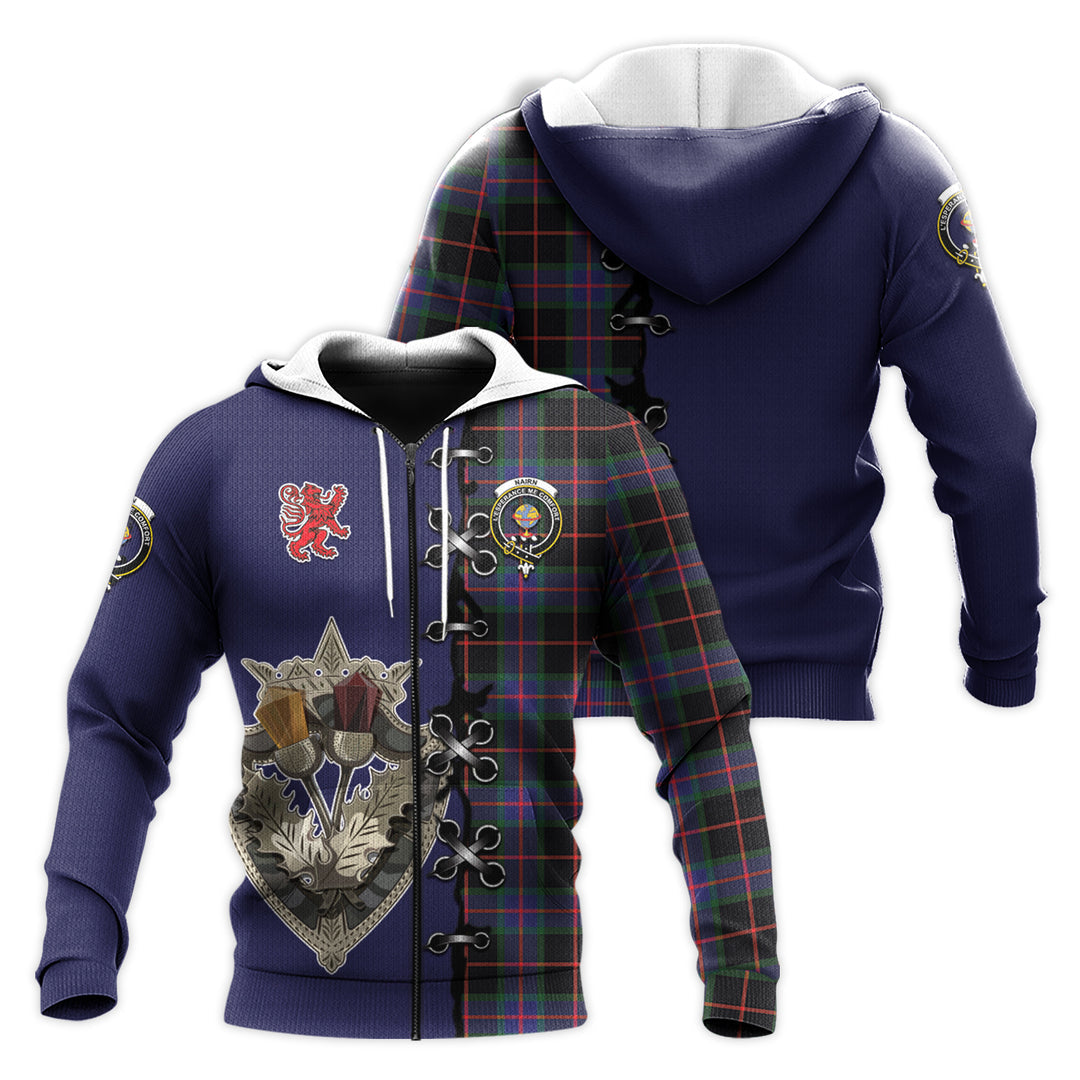 Nairn Tartan Hoodie - Lion Rampant And Celtic Thistle Style