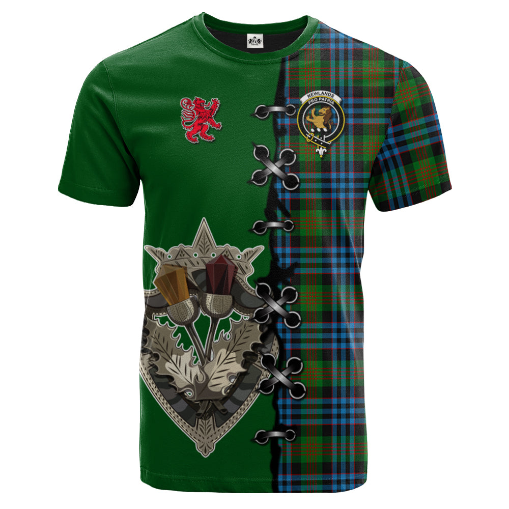 Newlands of Lauriston Tartan T-shirt - Lion Rampant And Celtic Thistle Style