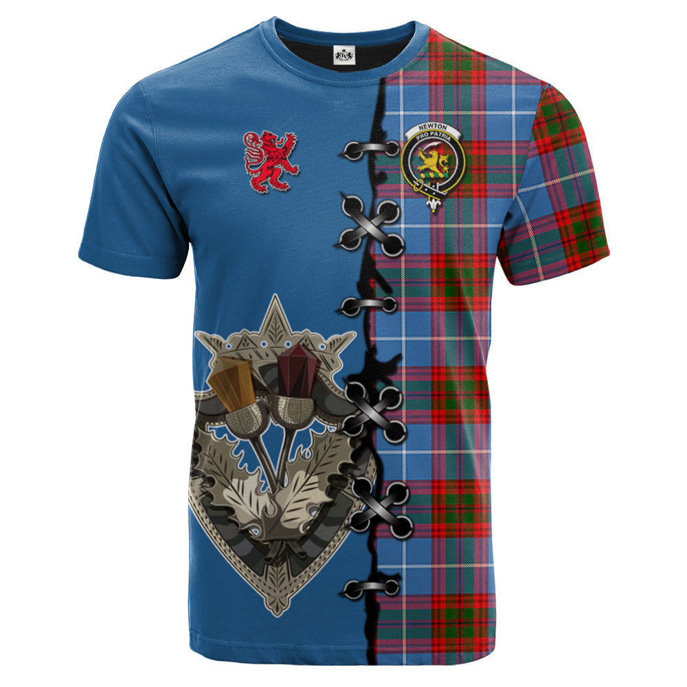 Newton Tartan T-shirt - Lion Rampant And Celtic Thistle Style