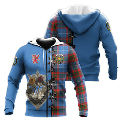 Newton Tartan Hoodie - Lion Rampant And Celtic Thistle Style