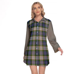 NovaScotia District Dress Tartan Women's Lapel Shirt Dress With Long Sleeve