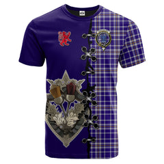 Ochterlony Tartan T-shirt - Lion Rampant And Celtic Thistle Style