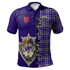 Ochterlony Tartan Polo Shirt - Lion Rampant And Celtic Thistle Style