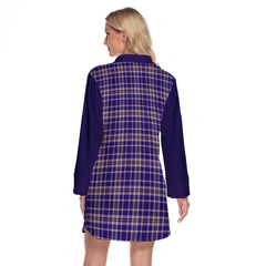 Ochterlony Tartan Women's Lapel Shirt Dress With Long Sleeve