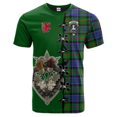 Paterson Tartan T-shirt - Lion Rampant And Celtic Thistle Style