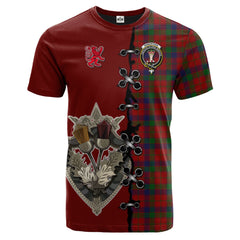 Robertson Tartan T-shirt - Lion Rampant And Celtic Thistle Style