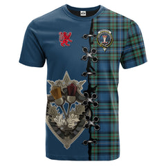 Robertson Hunting Ancient Tartan T-shirt - Lion Rampant And Celtic Thistle Style