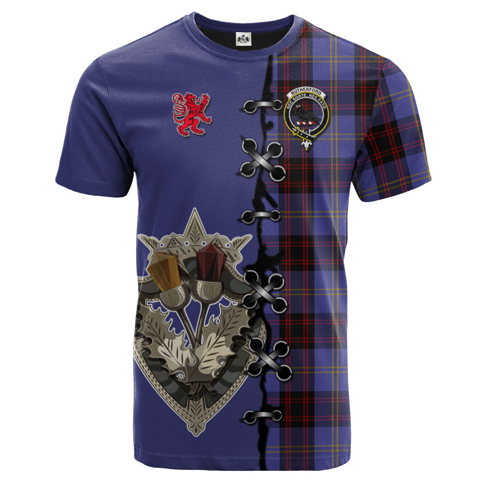 Rutherford Tartan T-shirt - Lion Rampant And Celtic Thistle Style