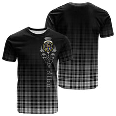 Scott Black White Tartan Crest T-shirt - Alba Celtic Style