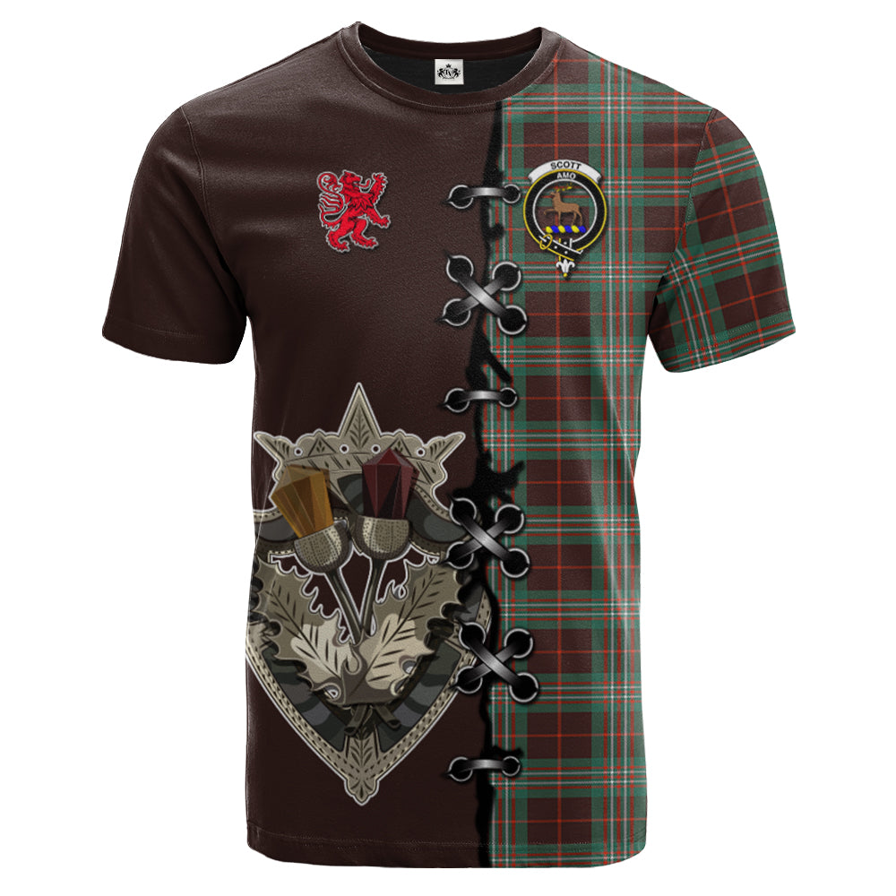 Scott Brown Ancient Tartan T-shirt - Lion Rampant And Celtic Thistle Style