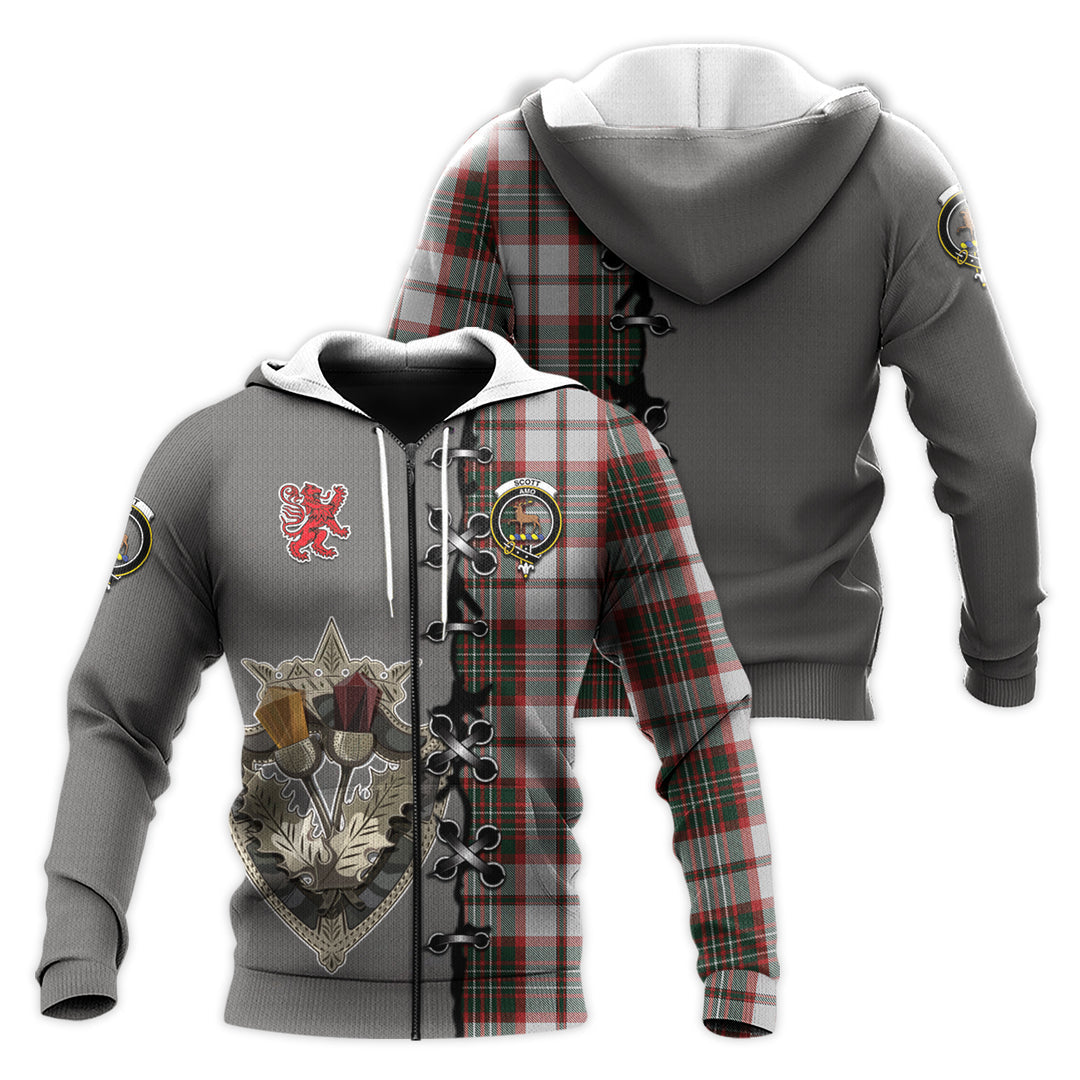 Scott Dress Tartan Hoodie - Lion Rampant And Celtic Thistle Style