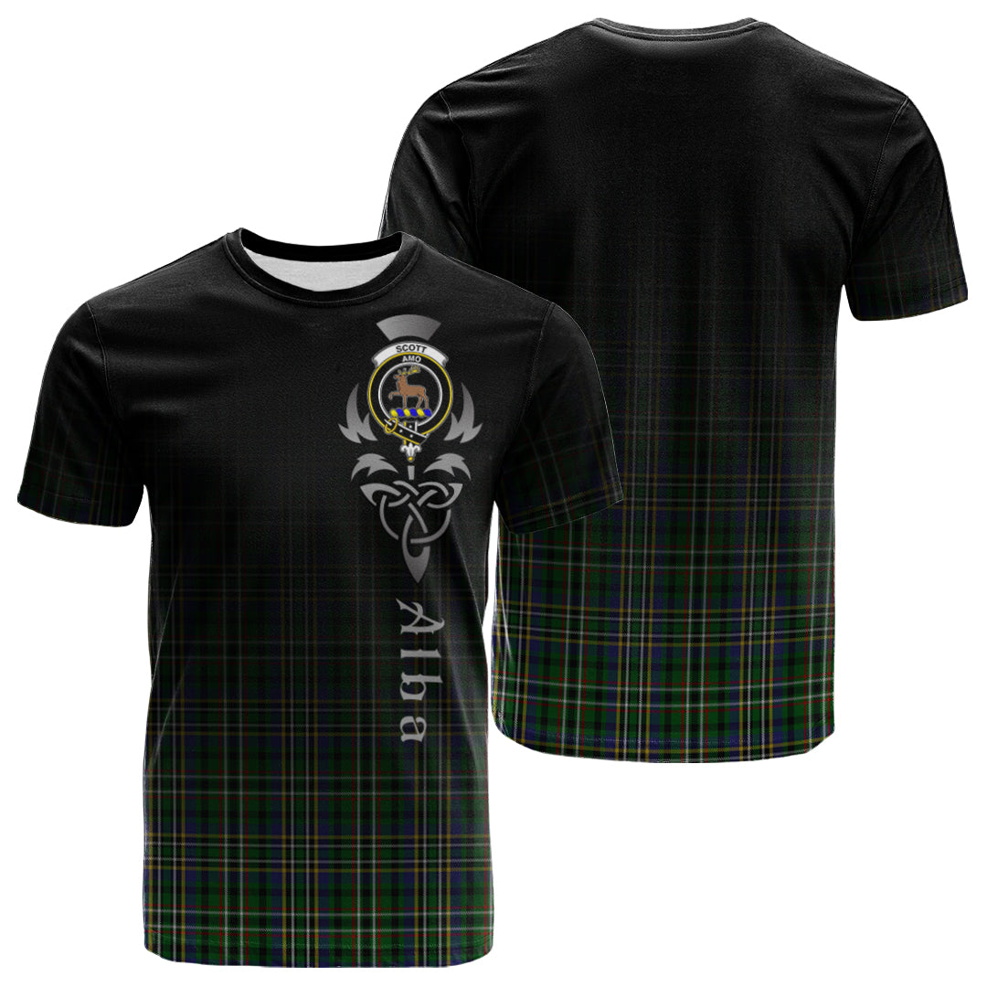 Scott Green Tartan Crest T-shirt - Alba Celtic Style