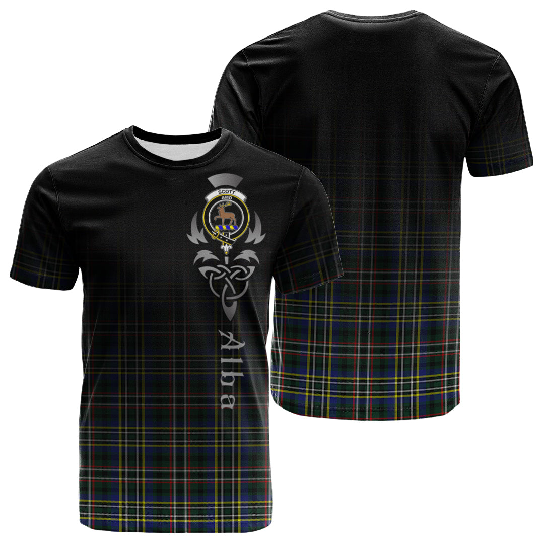 Scott Green Modern Tartan Crest T-shirt - Alba Celtic Style