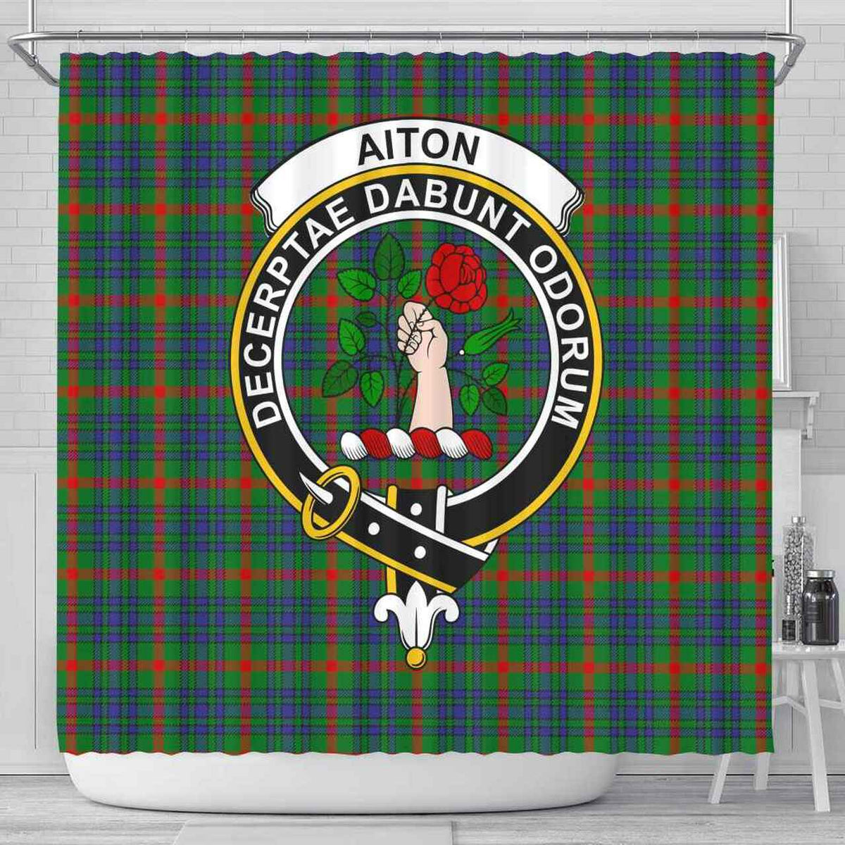 Aiton Tartan Crest Shower Curtain