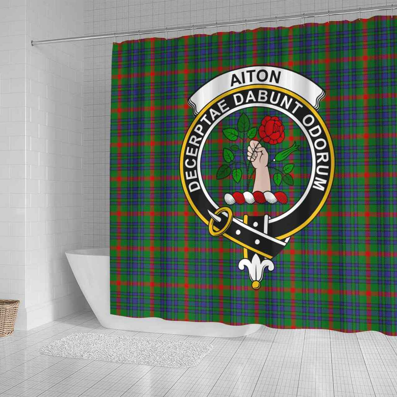 Aiton Tartan Crest Shower Curtain