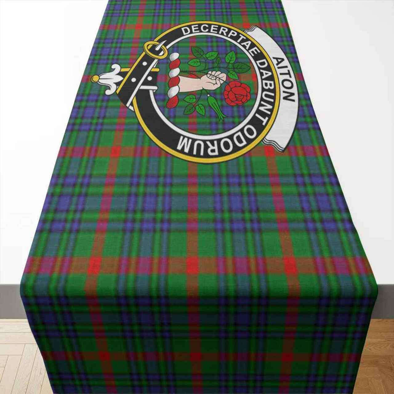 Aiton Tartan Crest Table Runner - Cotton table runner