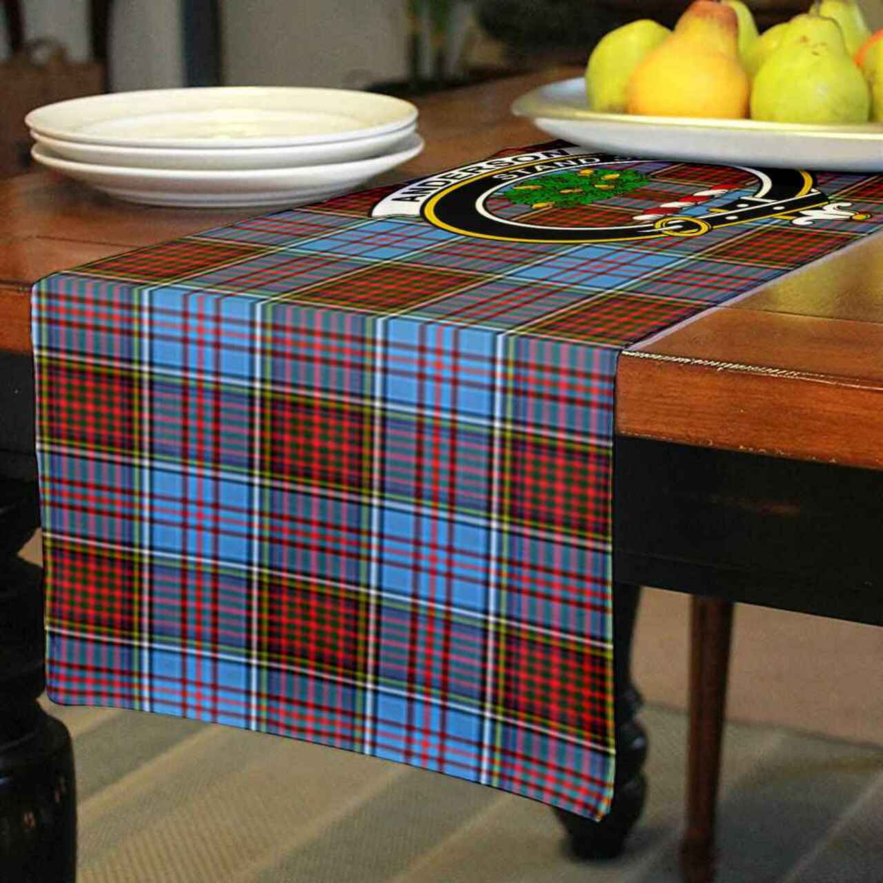 Anderson Tartan Crest Table Runner - Cotton table runner