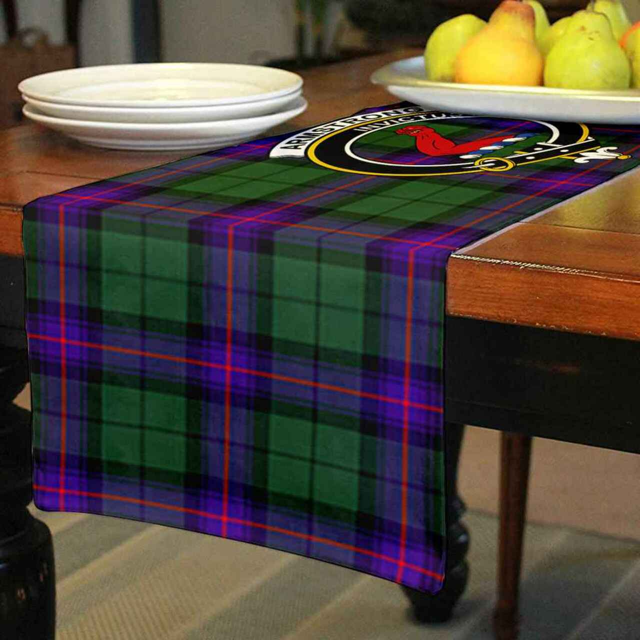 Armstrong Tartan Crest Table Runner - Cotton table runner