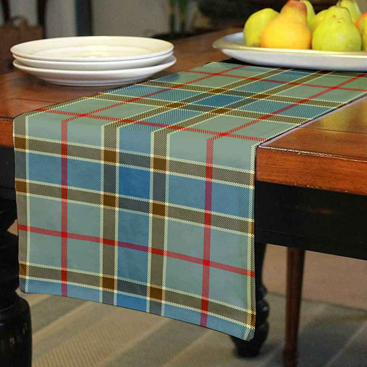 Balfour Blue Tartan Table Runner - Cotton table runner