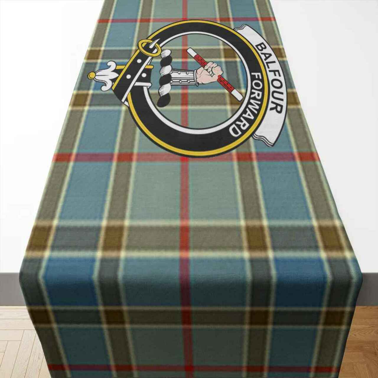 Balfour Tartan Crest Table Runner - Cotton table runner