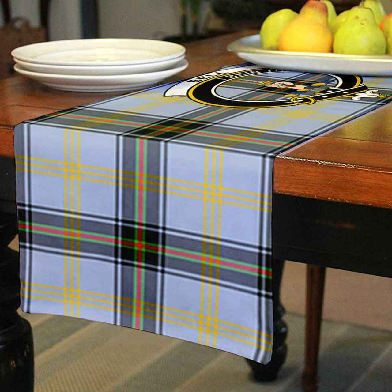 Bell Tartan Crest Table Runner - Cotton table runner